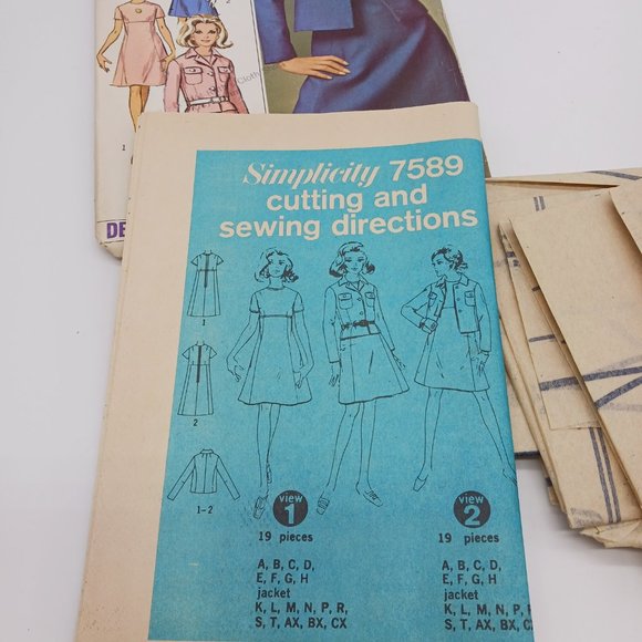 Simplicity 7589 Vintage Sewing Pattern 1960s Dress & Jacket Miss Size 12 Bust 34 - Picture 4 of 7